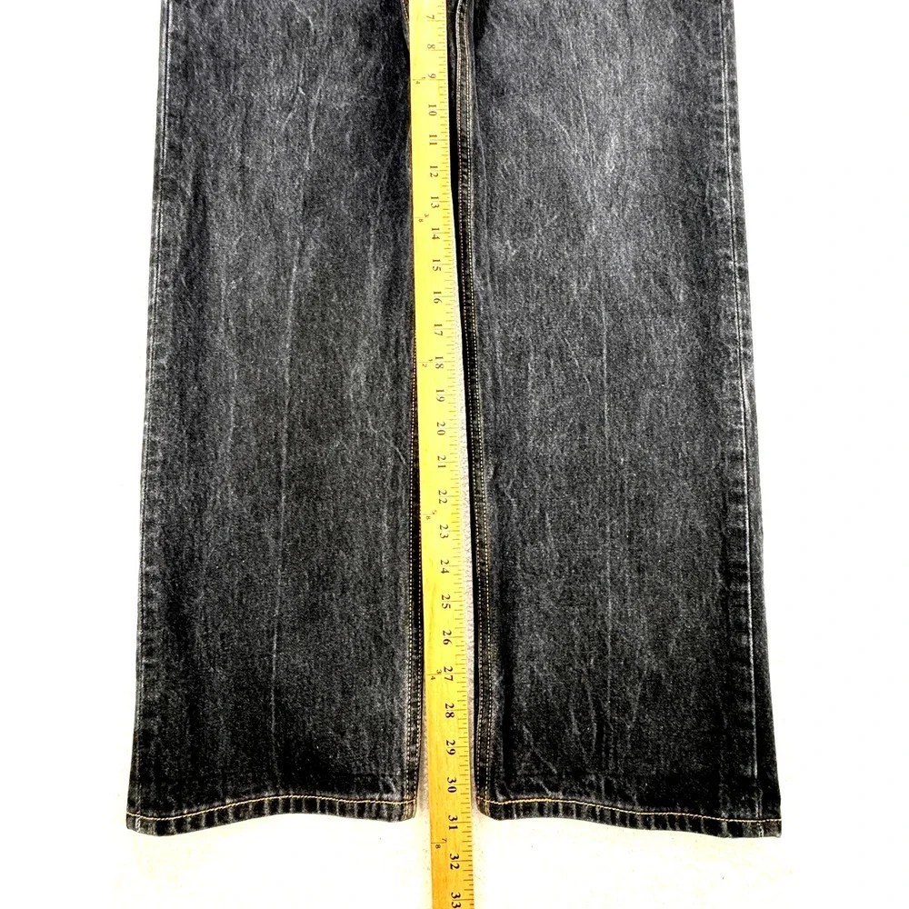 Levi's 501 Jeans Men 38x32 Black Straight Leg Button Fly Distressed Denim‎